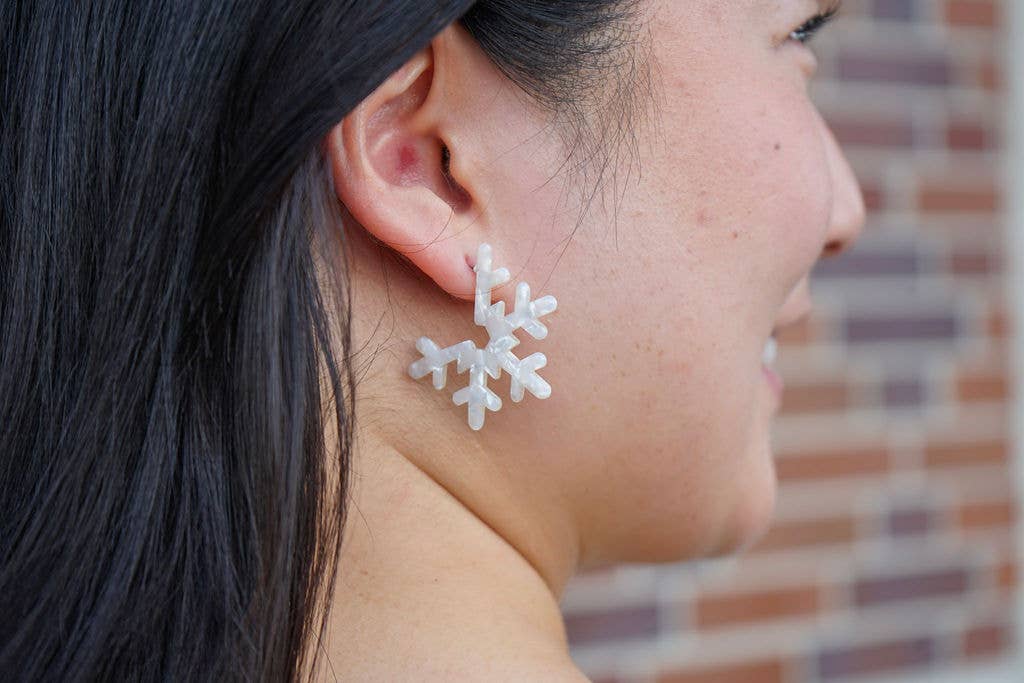 Cream Snowflake Hoops