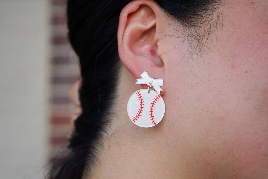 Bow Baseball Earrings // Jewelry, Earrings, Game Day