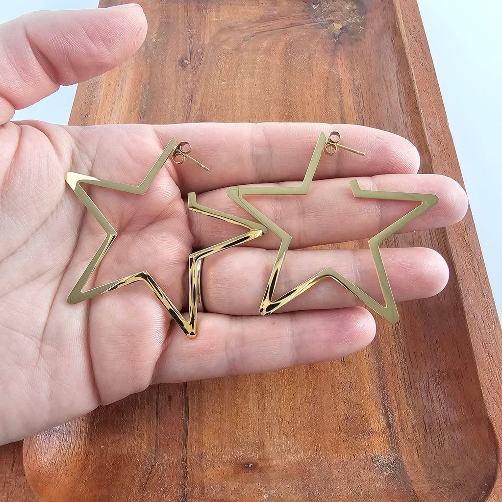 Gold Luxe Star Hoops