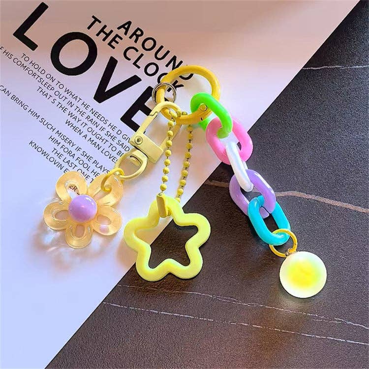 Acrylic Links and Floral Bag Charm