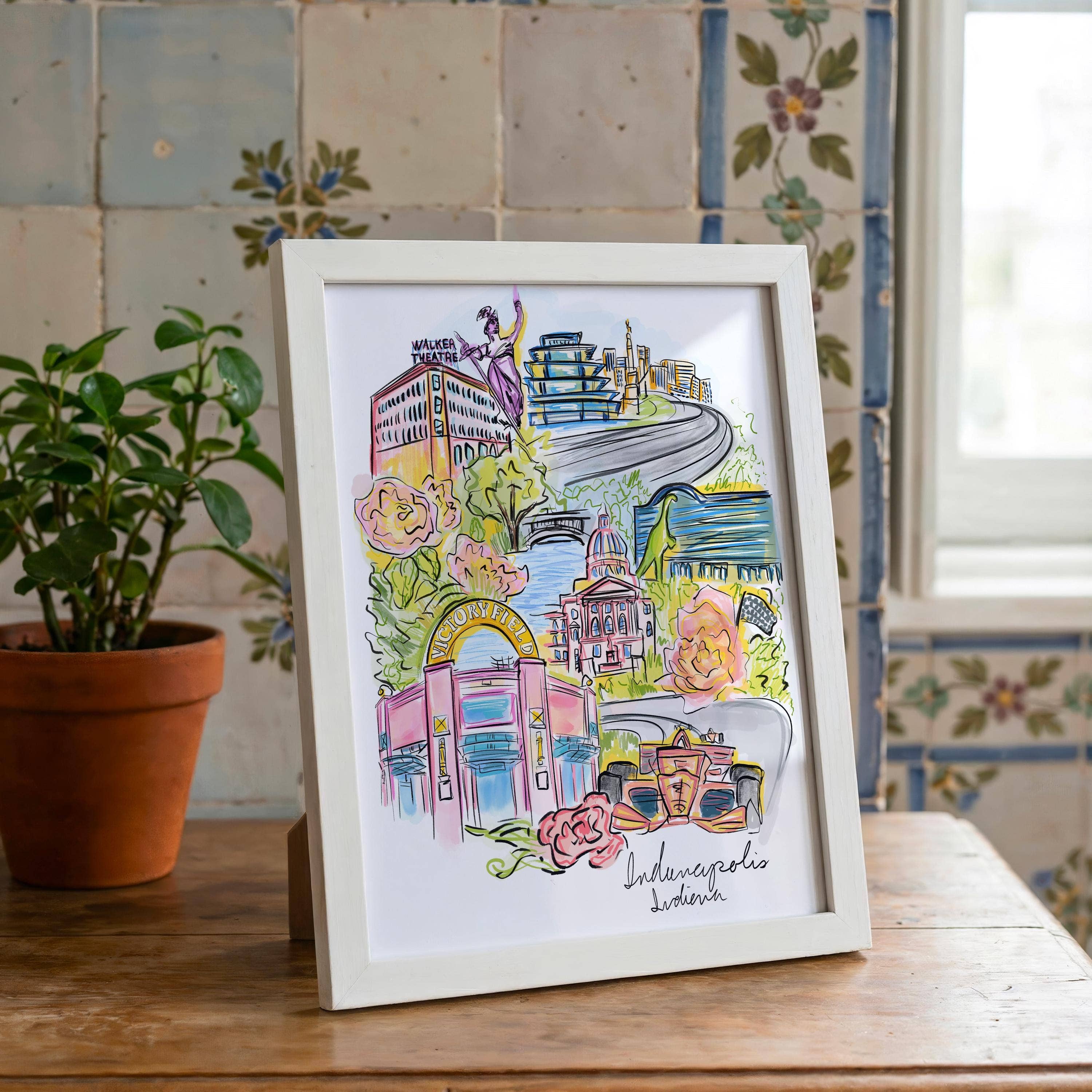 Indianapolis Illustrated Art Print by Anna-Marie McIntyre