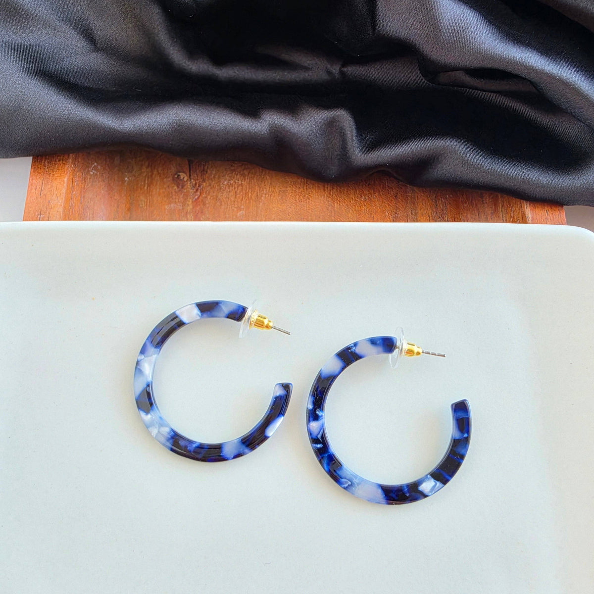 Camy Hoops - Midnight Marble // Fall, Earrings, Jewelry