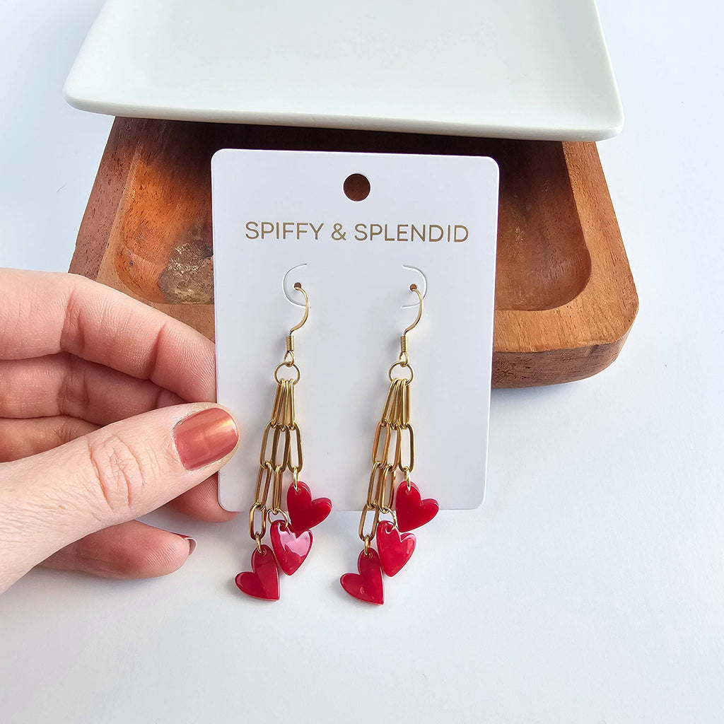 Heartstring Earrings - Red // Valentine's Day Jewelry