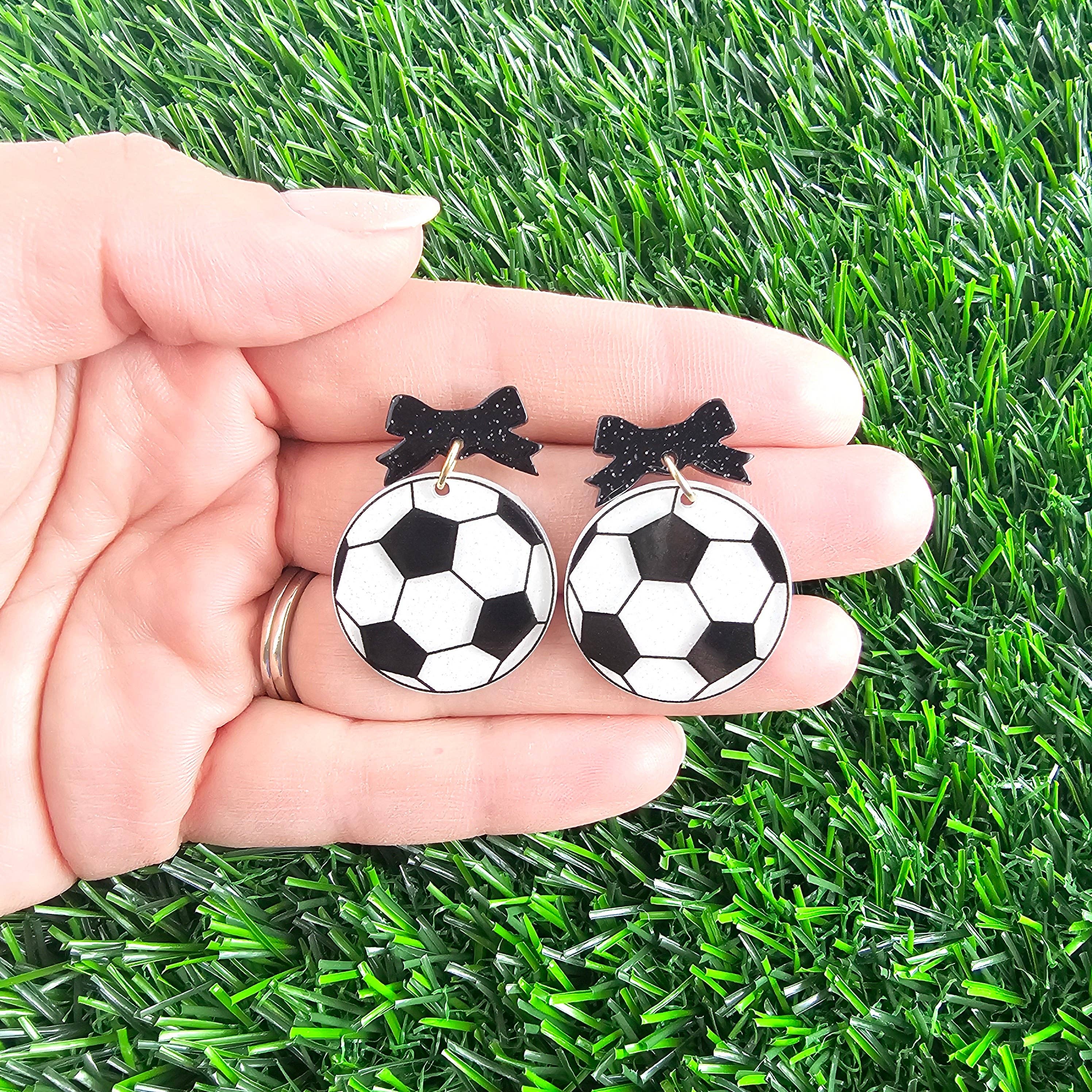 Bow Soccer Ball Earrings // Jewelry, Game Day