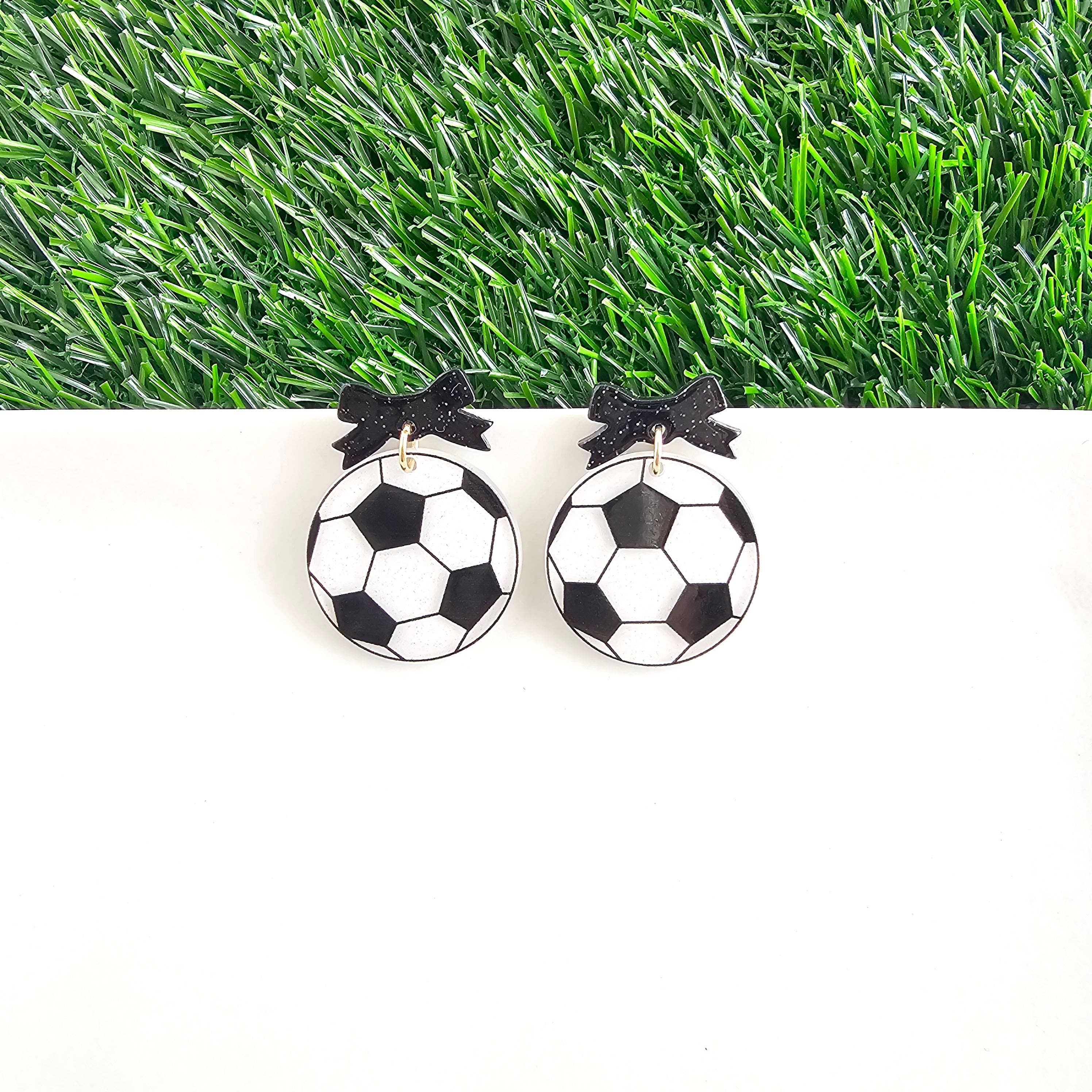Bow Soccer Ball Earrings // Jewelry, Game Day
