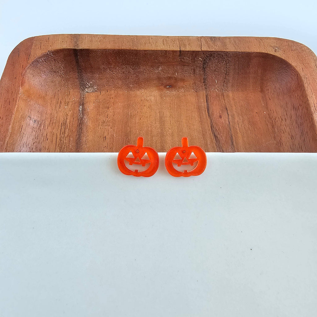 Orange Glitter Jack O' Lantern Pumpkin Studs