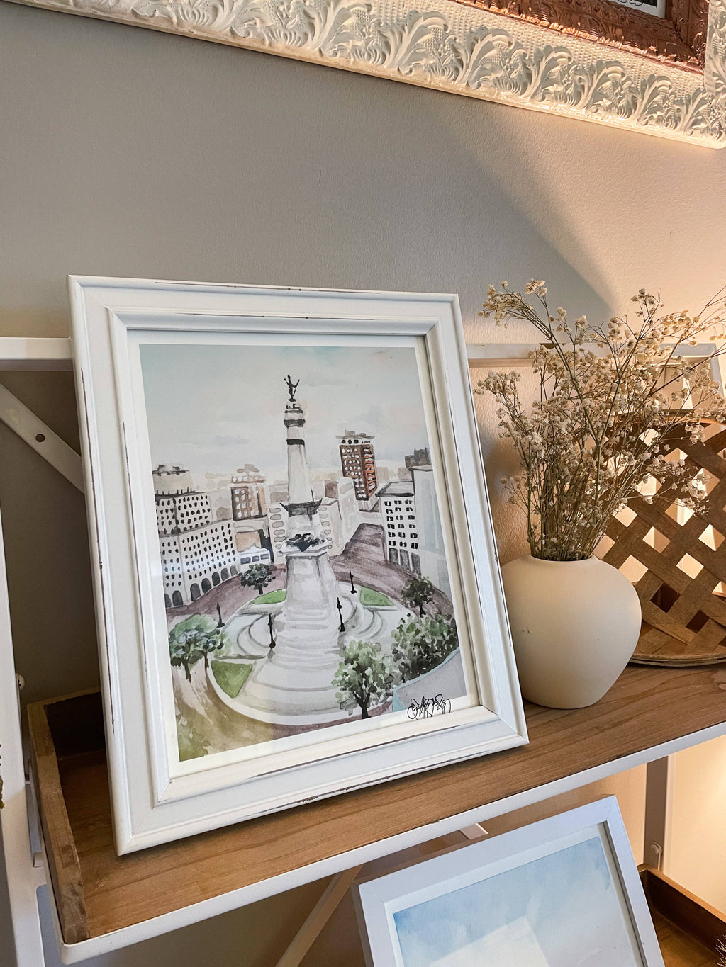 Watercolor Print of Monument Circle in Indianapolis, Indiana