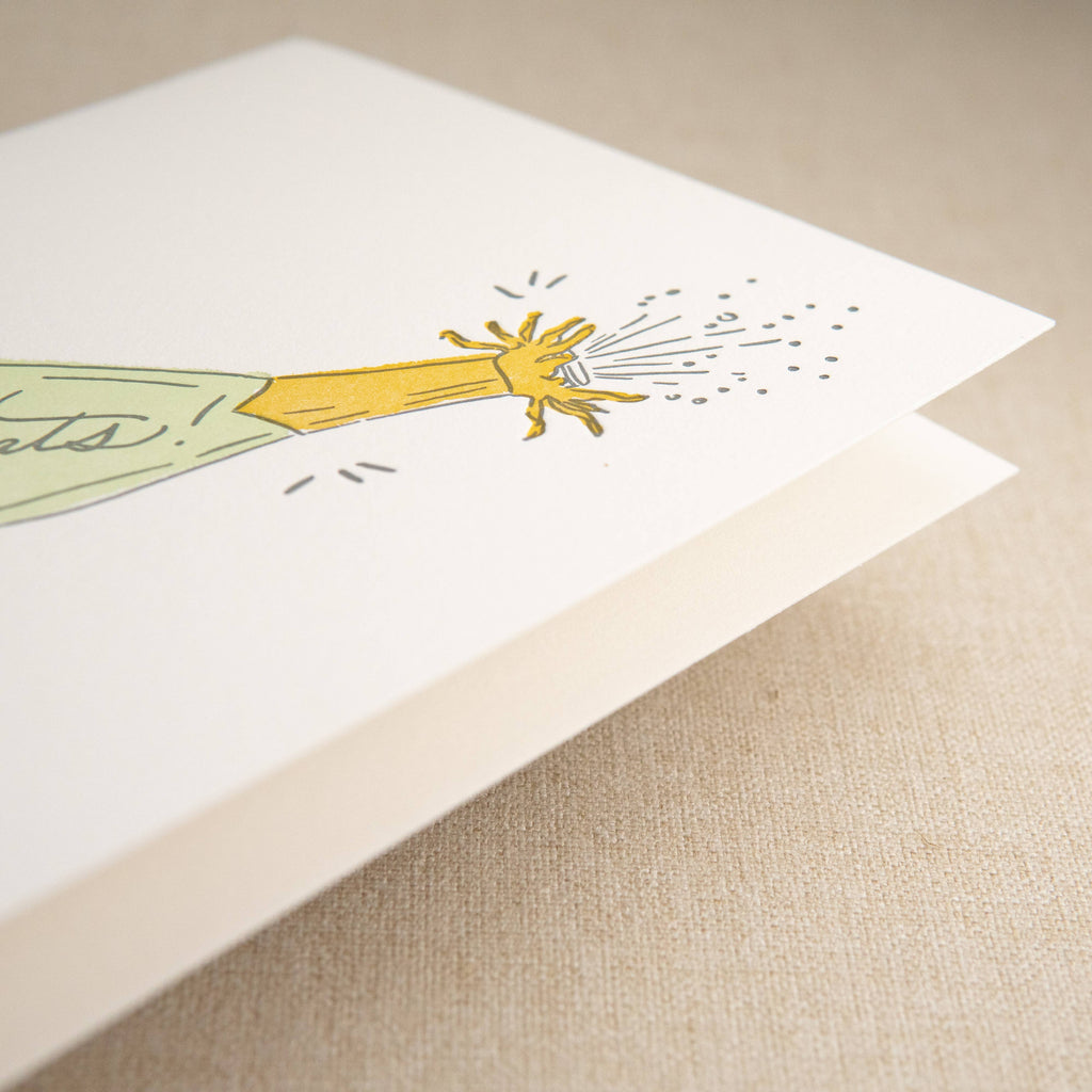 Champagne Congrats Card | Letterpress Congratulations Card