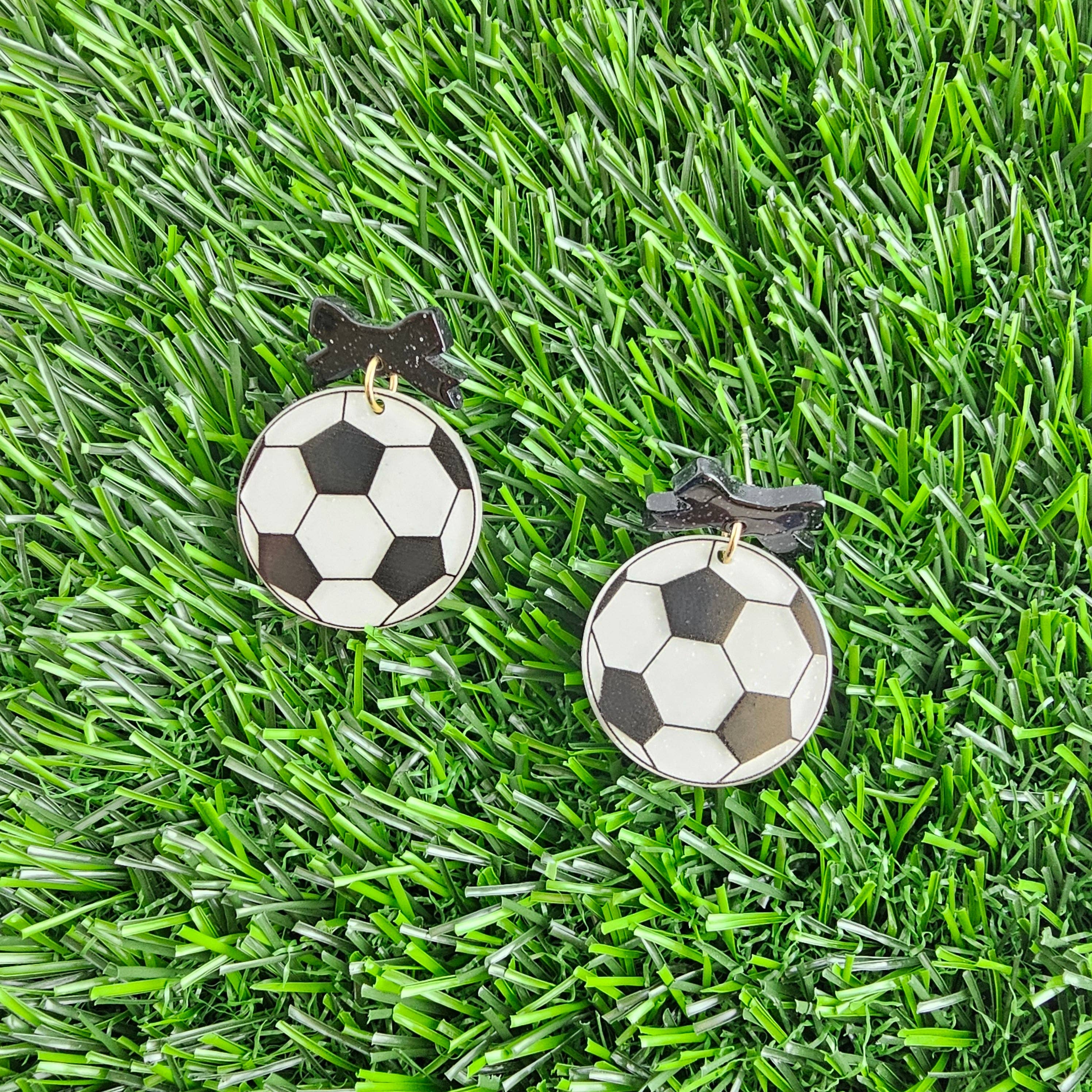 Bow Soccer Ball Earrings // Jewelry, Game Day