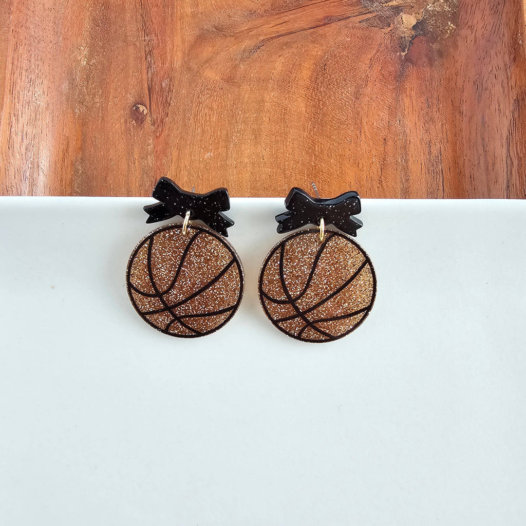 Bow Basketball Earrings // Jewelry, Earrings, Game Day