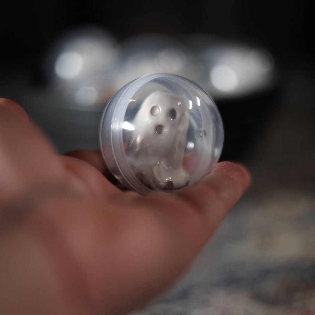 Handmade Tiny Ceramic Ghost in a Bubble | Mini Ghost Figurin