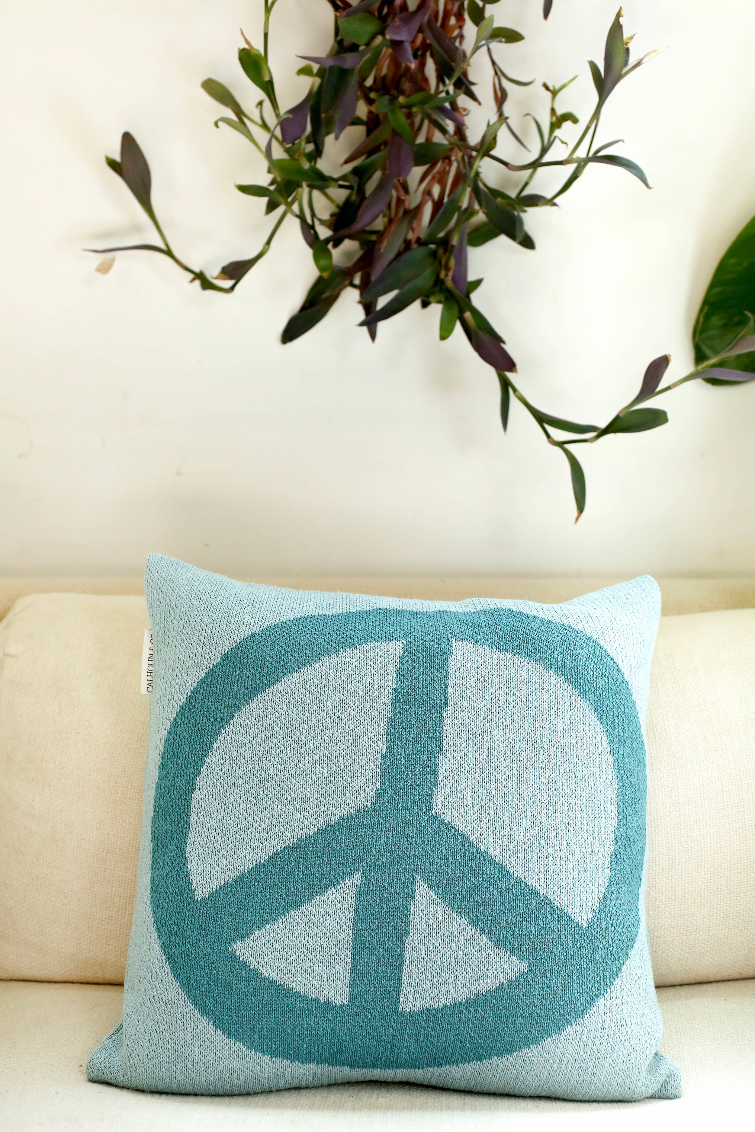 Peace Sign Knit Pillow