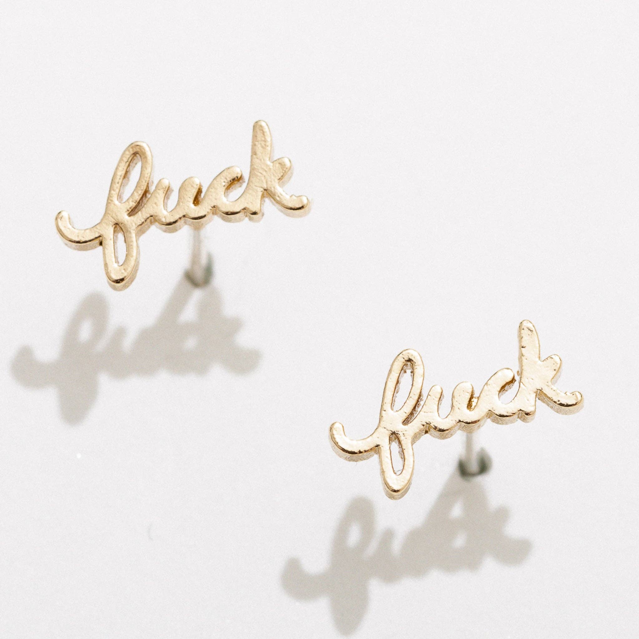 Fuck Script Stud Earring