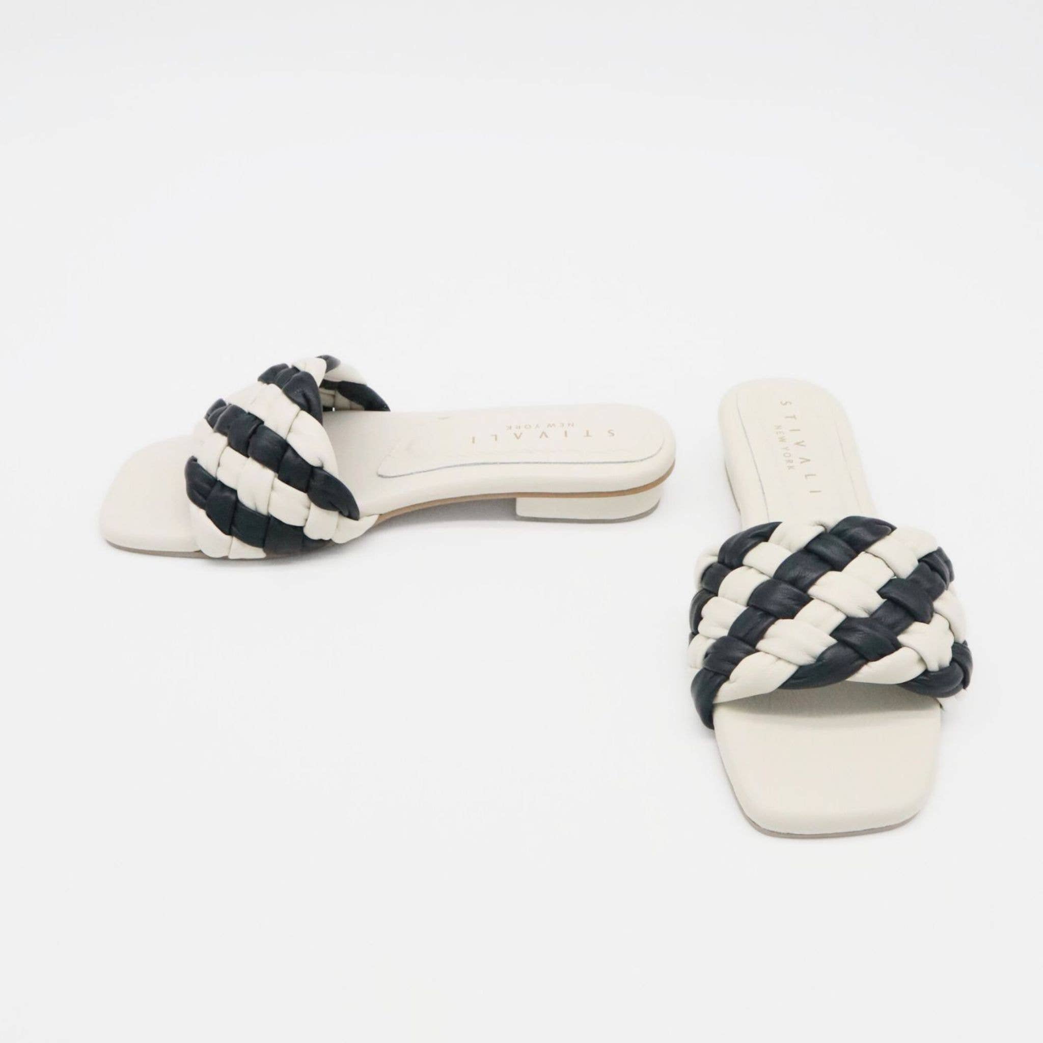 Athena Braided Black & Ivory Sandals