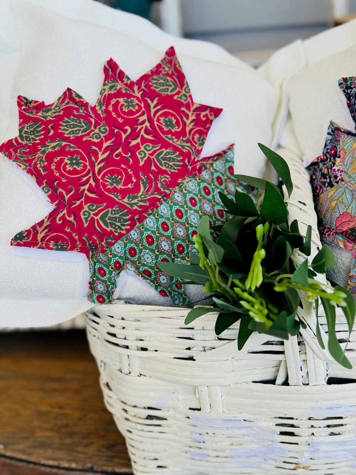 Vintage Quilt Maple Leaf Pillow