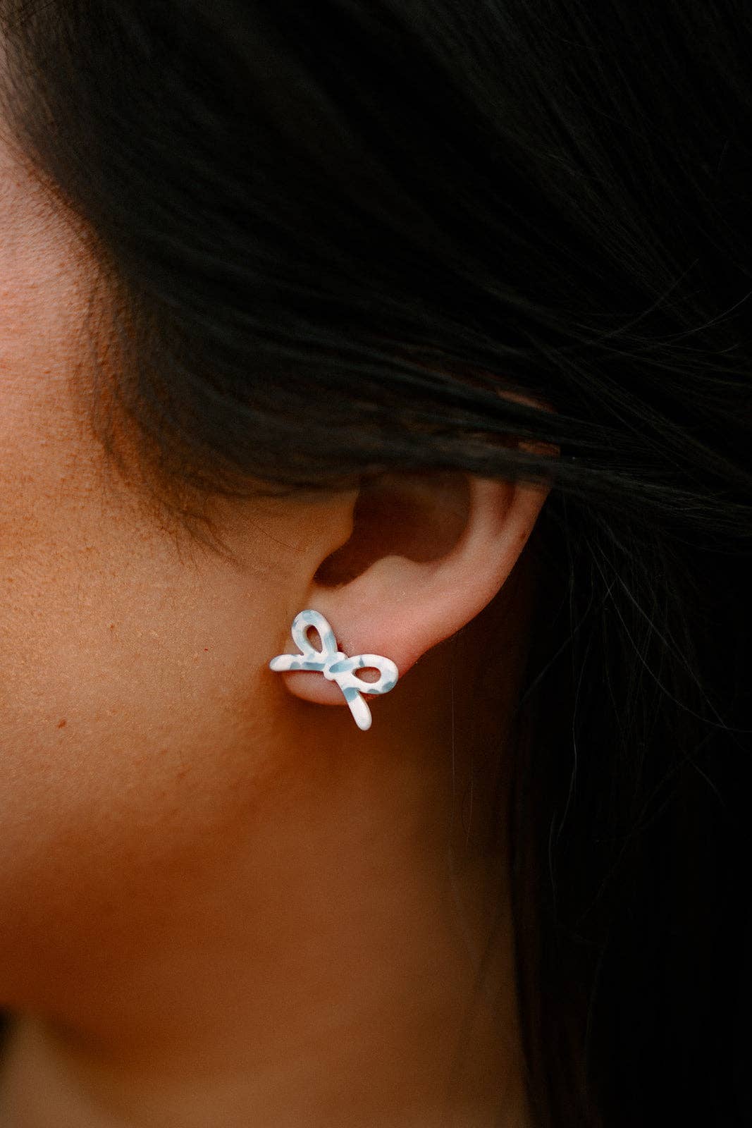 Pastel Blue Dot Bowie Studs