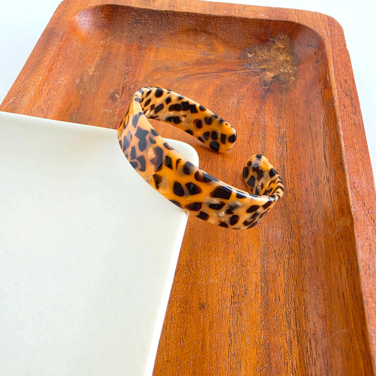 Brynn Bracelet - Cheetah - Small // Acrylic Cuff Bangle