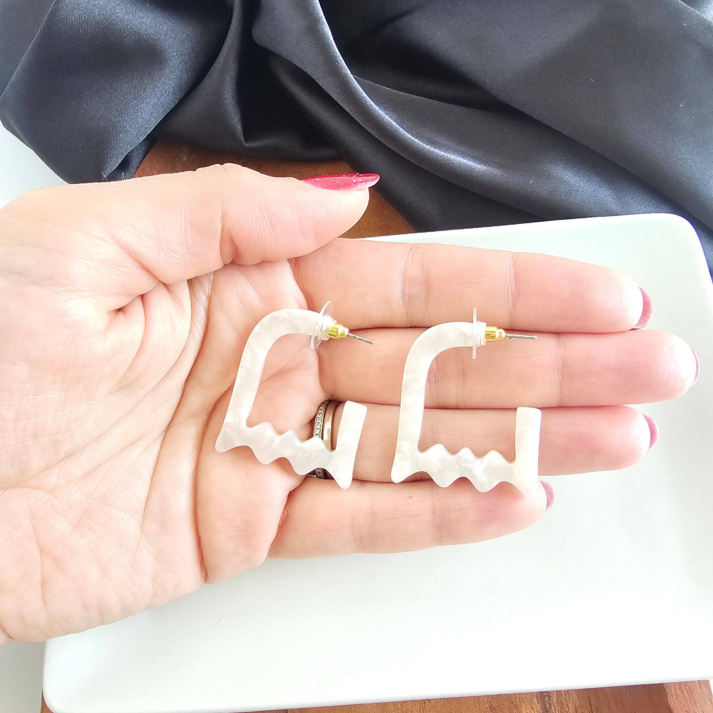 Cream Ghost Hoops