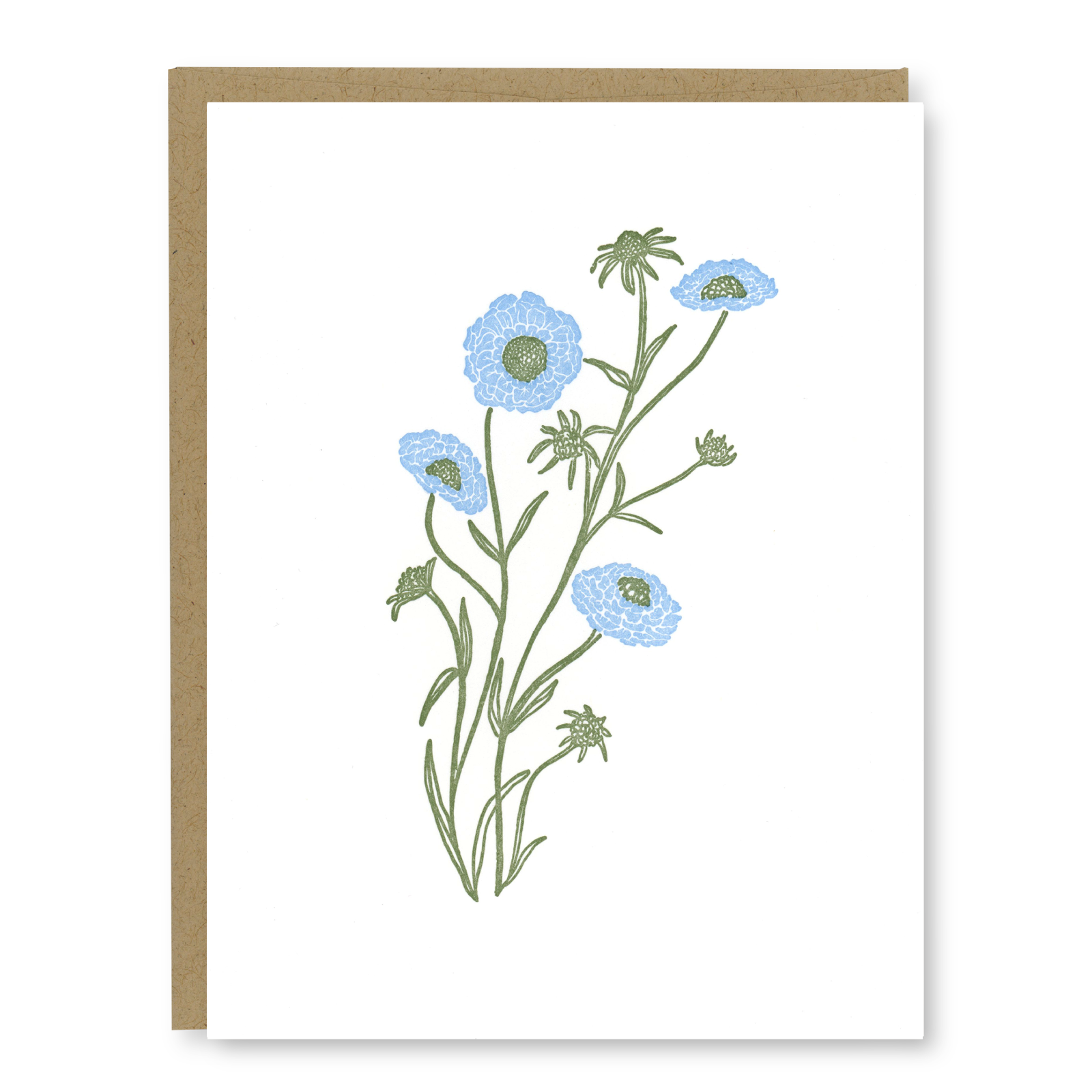 Blue Wildflower Blank Card | Letterpress Blank Card