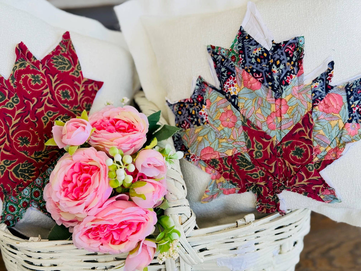 Vintage Quilt Maple Leaf Pillow