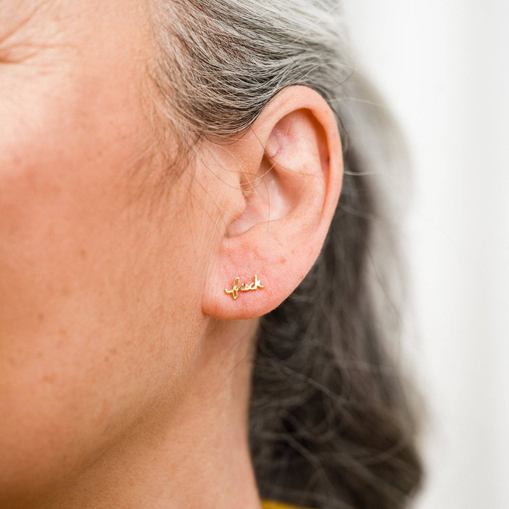 Fuck Script Stud Earring
