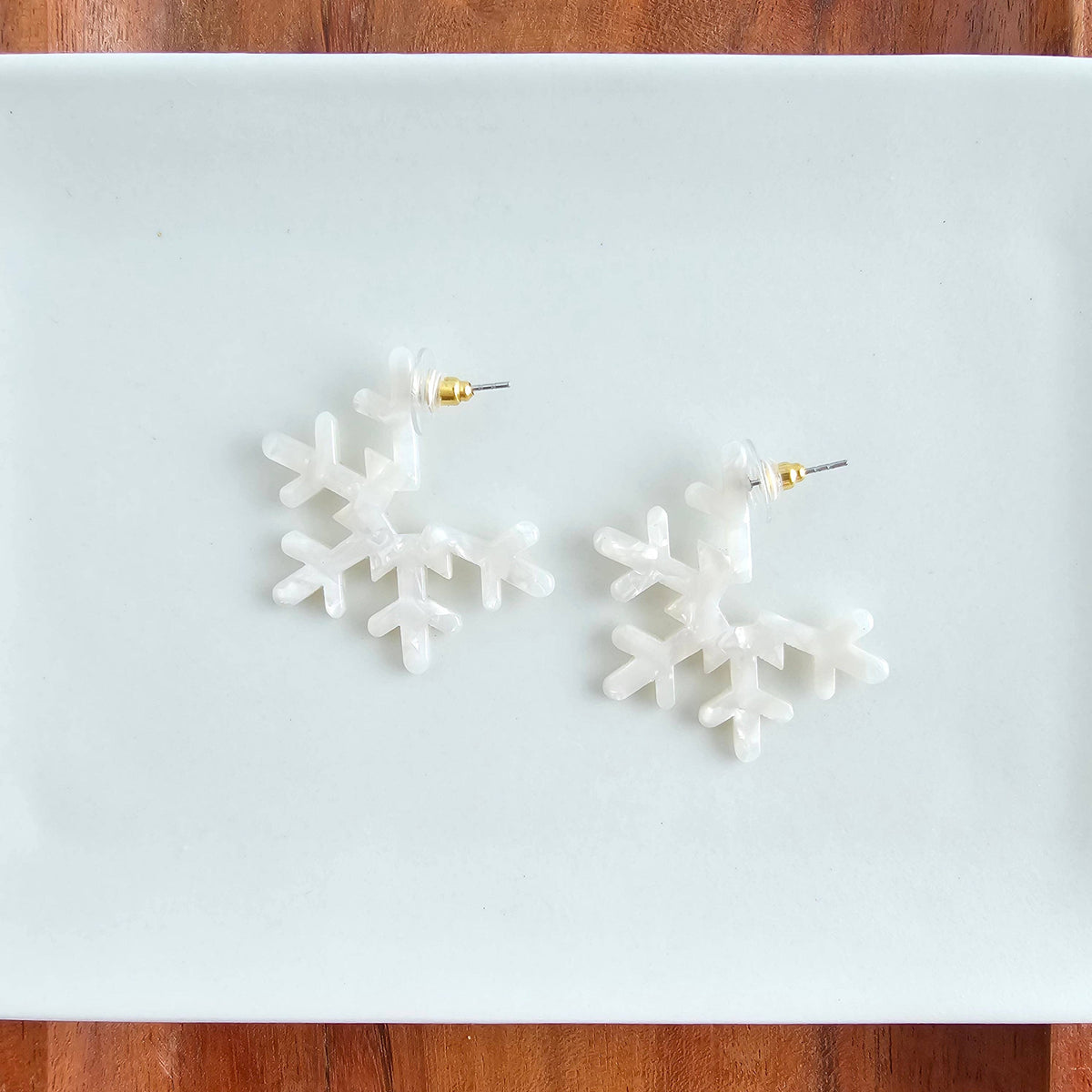 Cream Snowflake Hoops