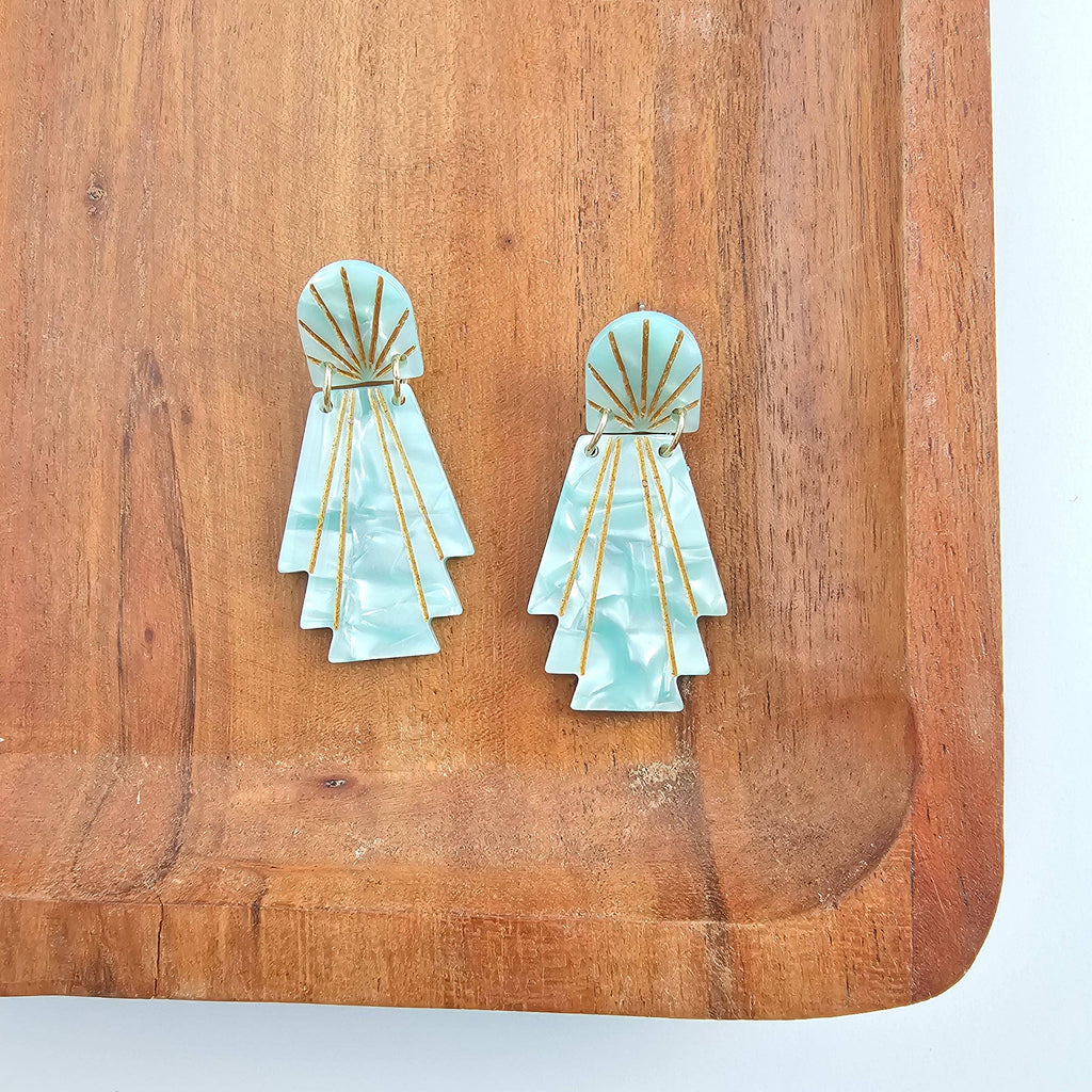 Lucille Earrings - Mint // Jewelry, Art Deco