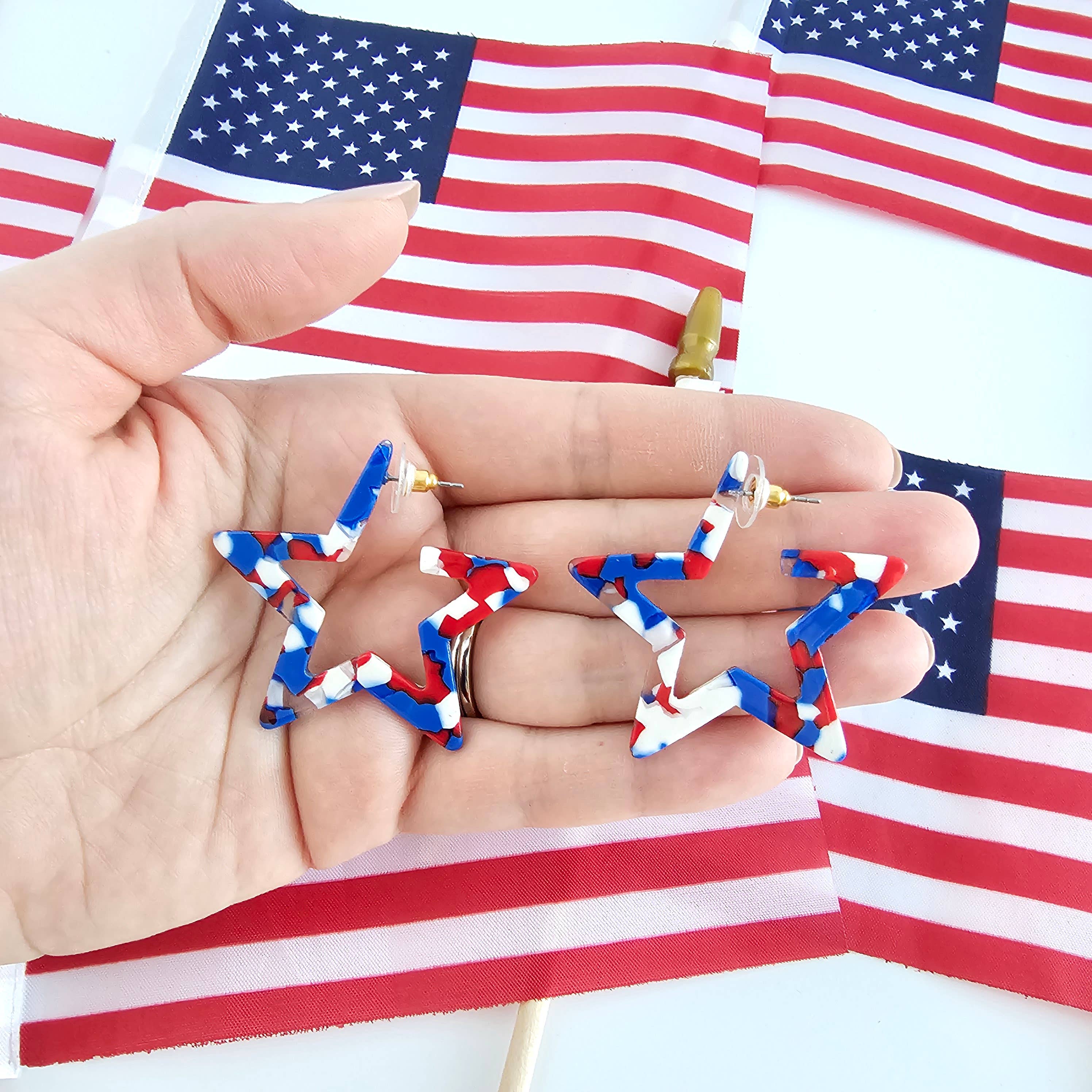 Red, White & Blue Star Hoops