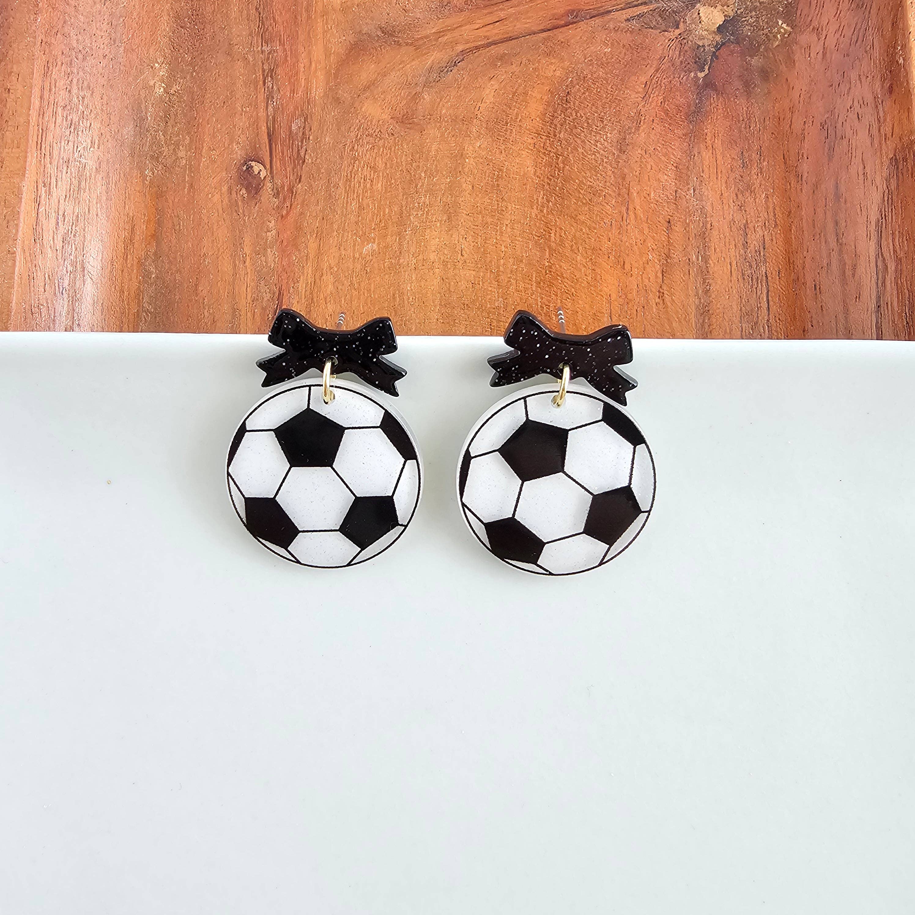 Bow Soccer Ball Earrings // Jewelry, Game Day