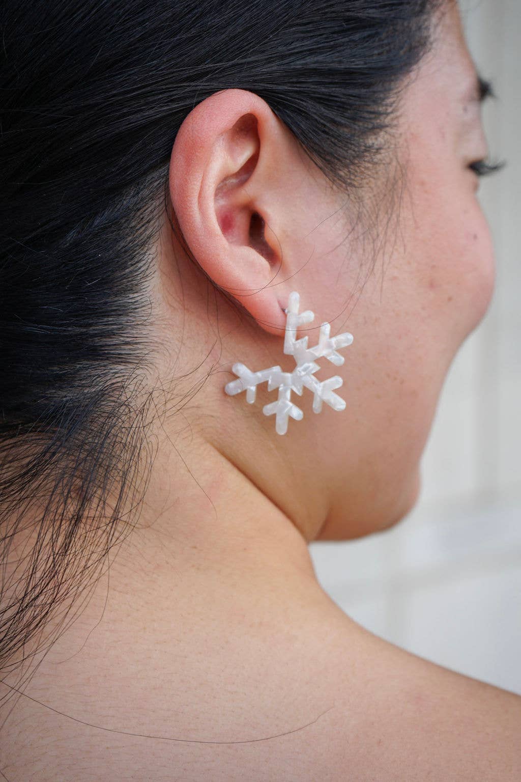 Cream Snowflake Hoops