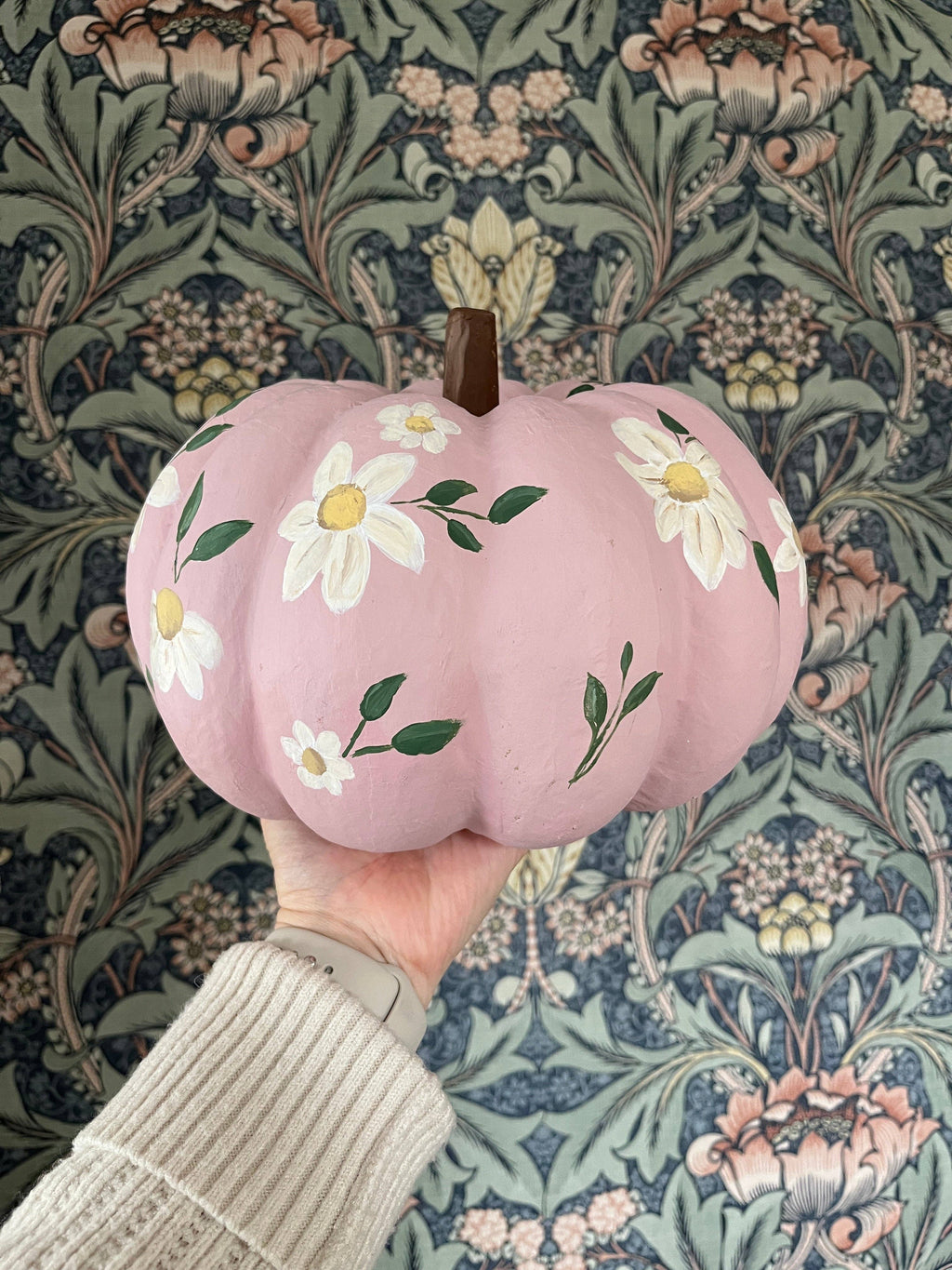Large Pink Hand-Painted Pumpkin
