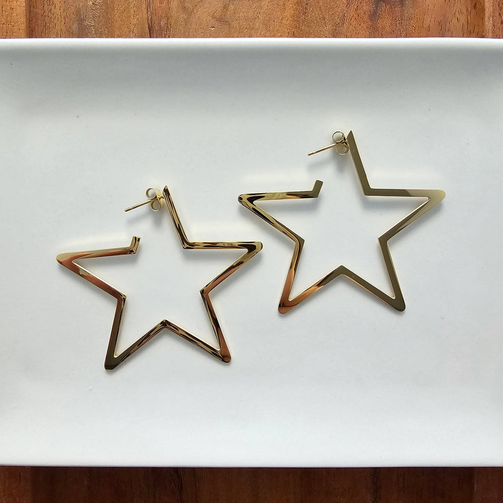 Gold Luxe Star Hoops