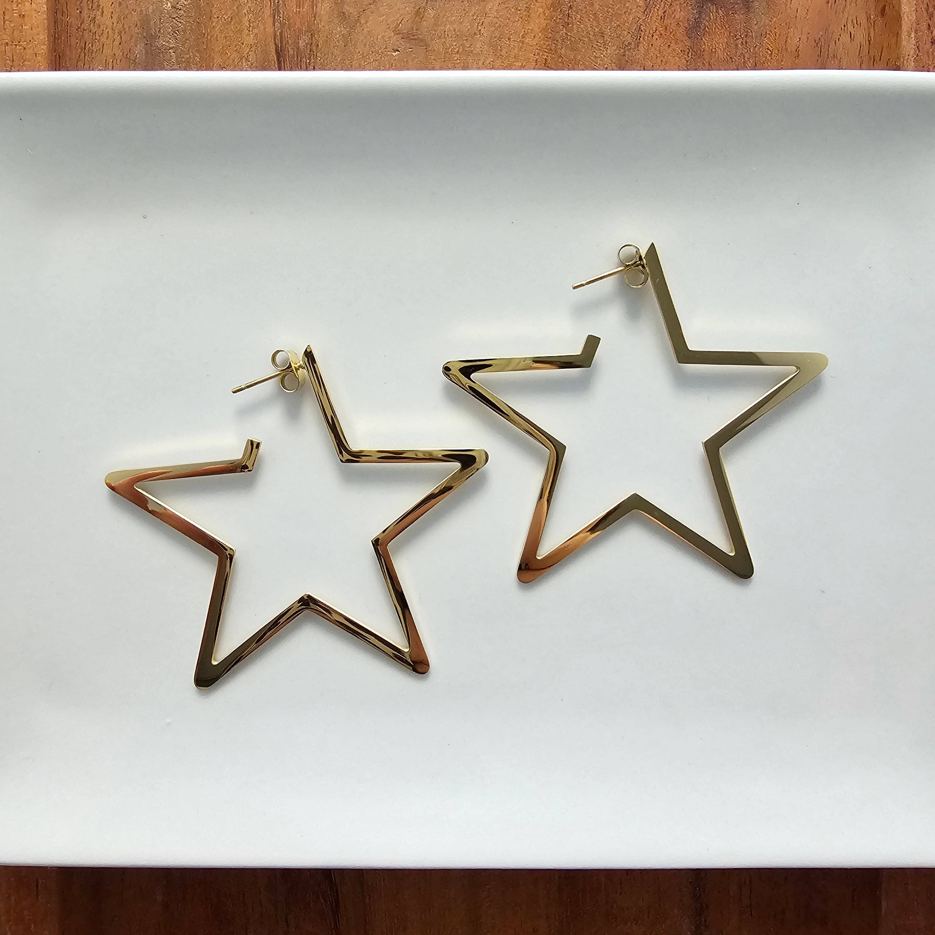 Gold Luxe Star Hoops