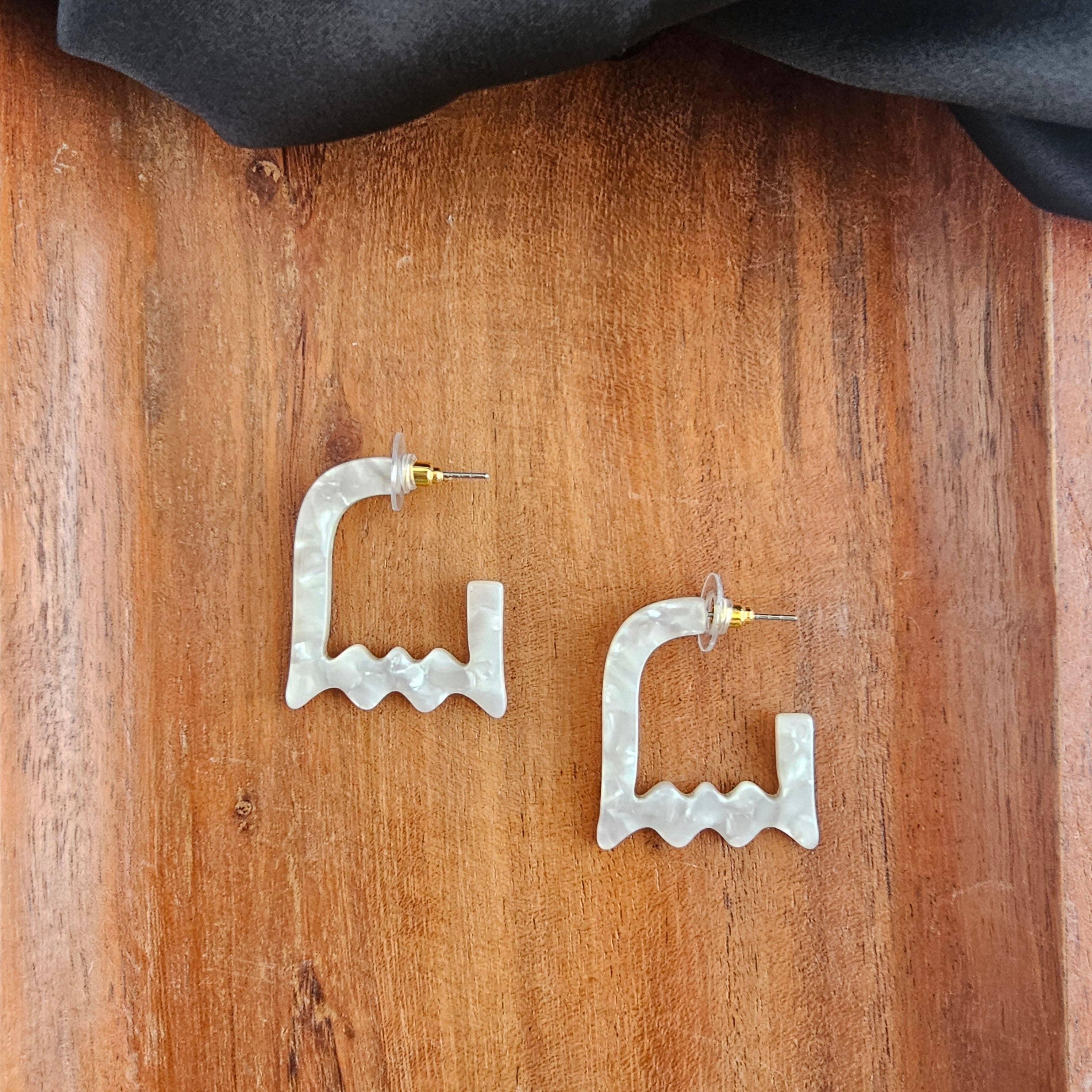 Cream Ghost Hoops