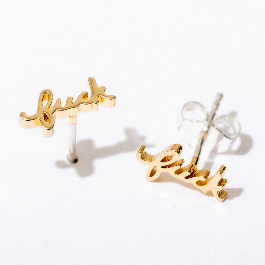 Fuck Script Stud Earring
