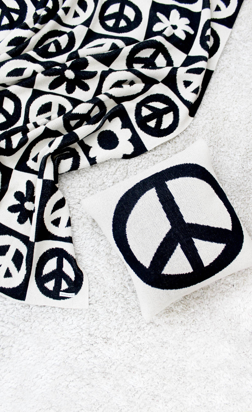 Peace Sign Knit Pillow