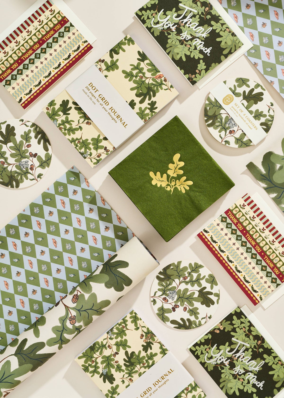 Oak Leaves and Acorn Coasters - Set of 4