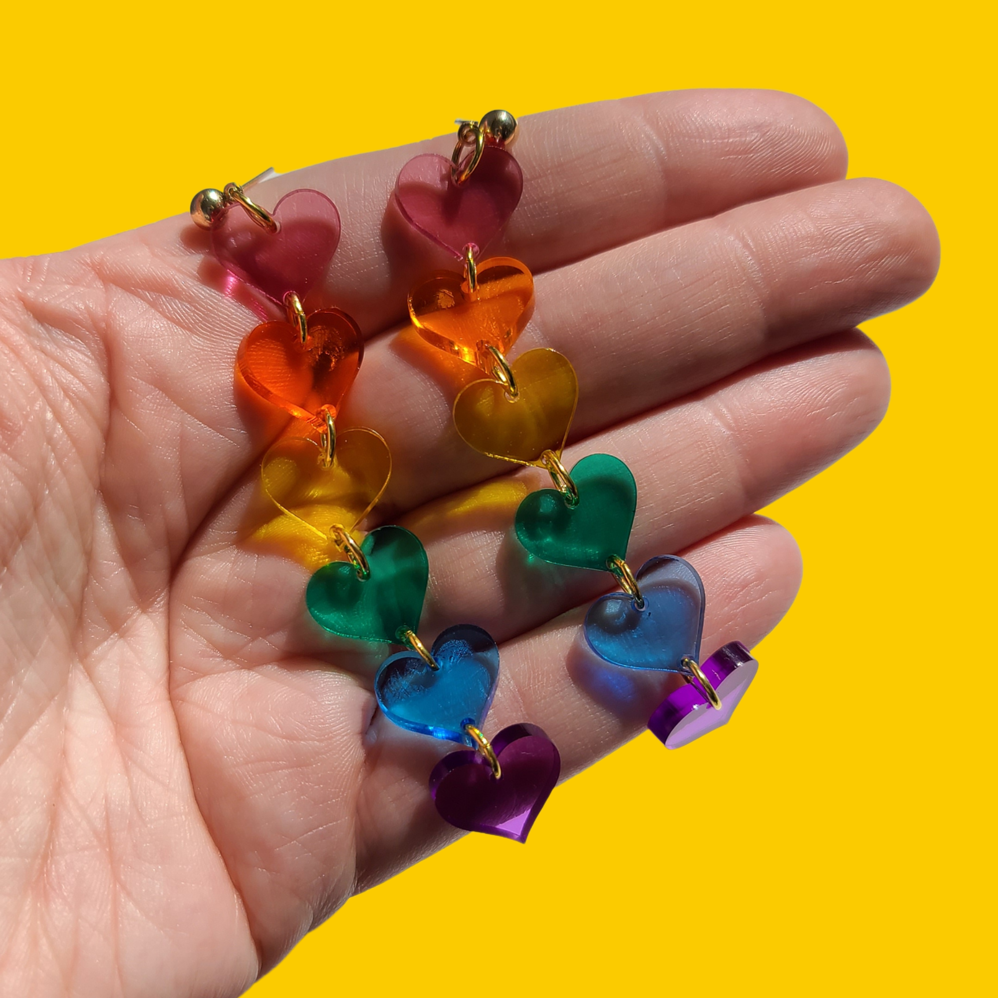 Rainbow Hearts with Translucent Acrylic