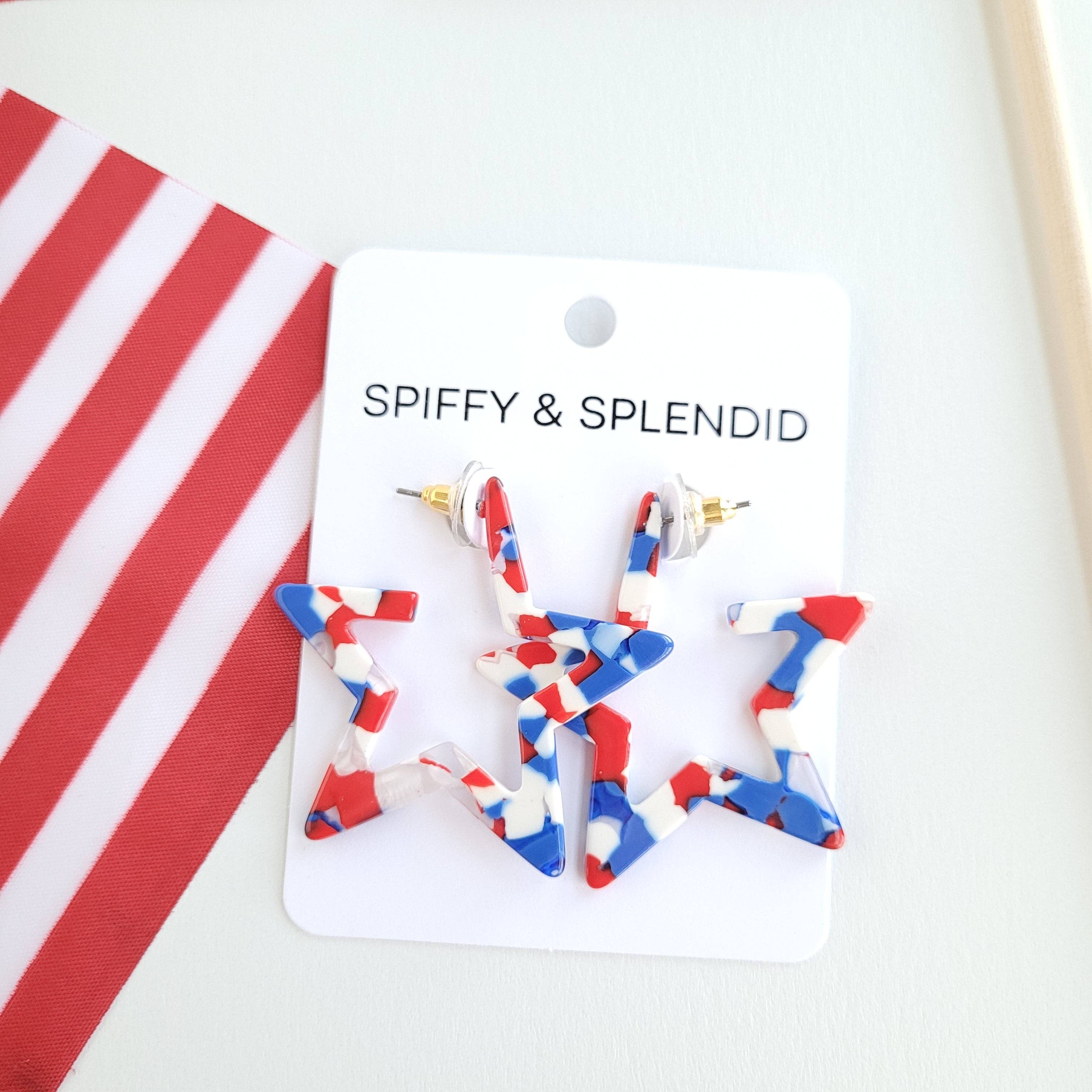 Red, White & Blue Star Hoops