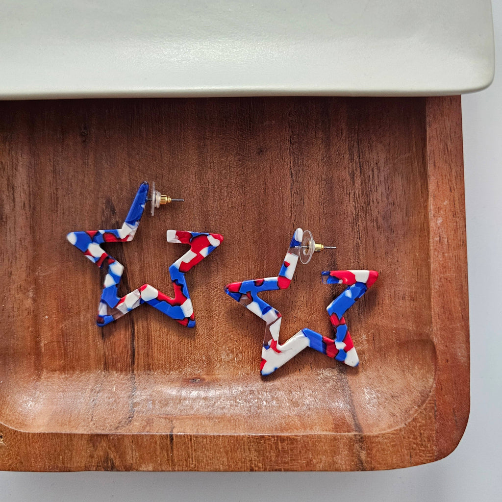 Red, White & Blue Star Hoops