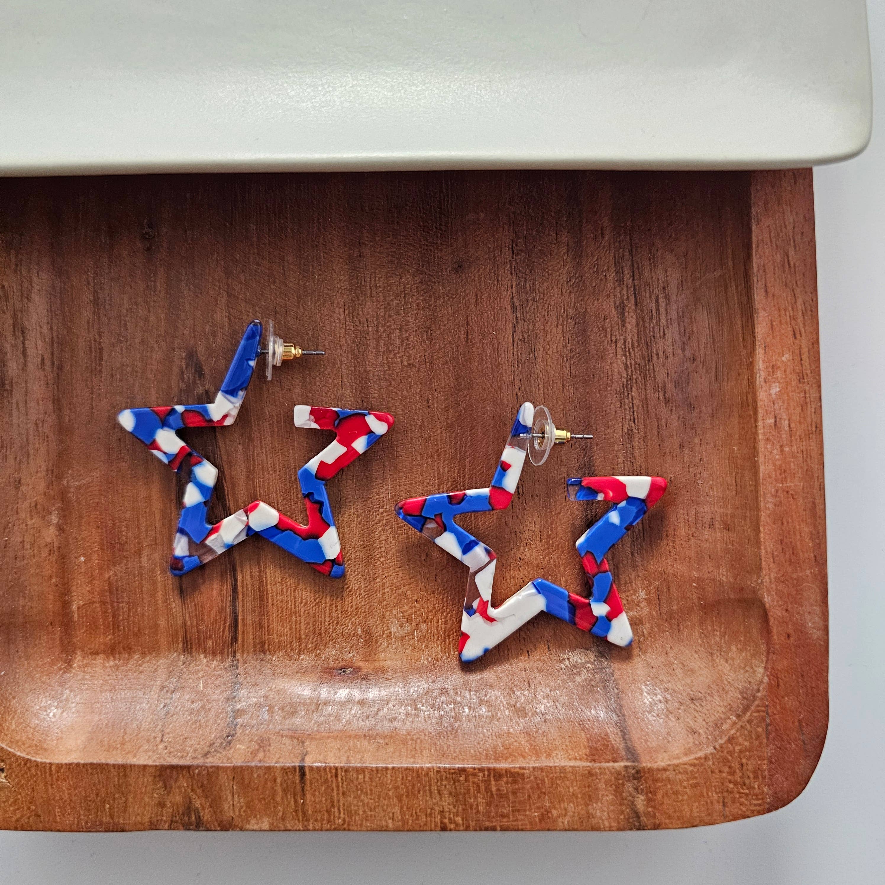 Red, White & Blue Star Hoops