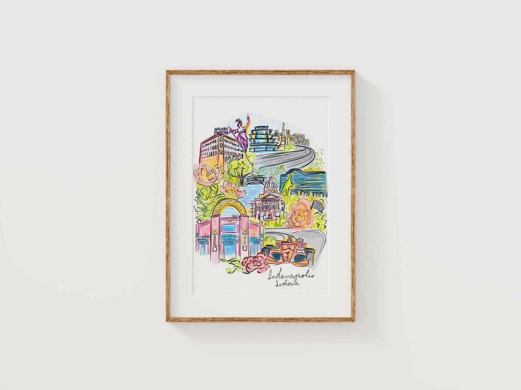 Indianapolis Illustrated Art Print by Anna-Marie McIntyre