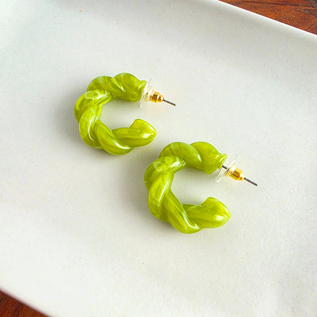 Ramona Hoops - Olive Green // Fall, Resin, Earrings, Jewelry