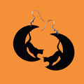 Cat on Crescent Moon Earrings