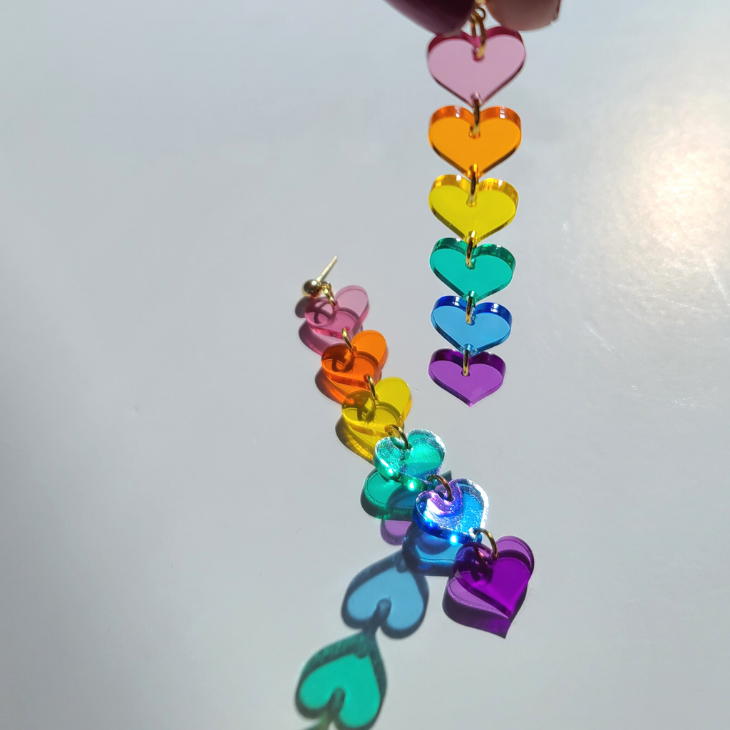 Rainbow Hearts with Translucent Acrylic