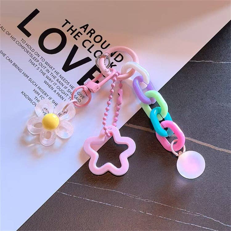Acrylic Links and Floral Bag Charm