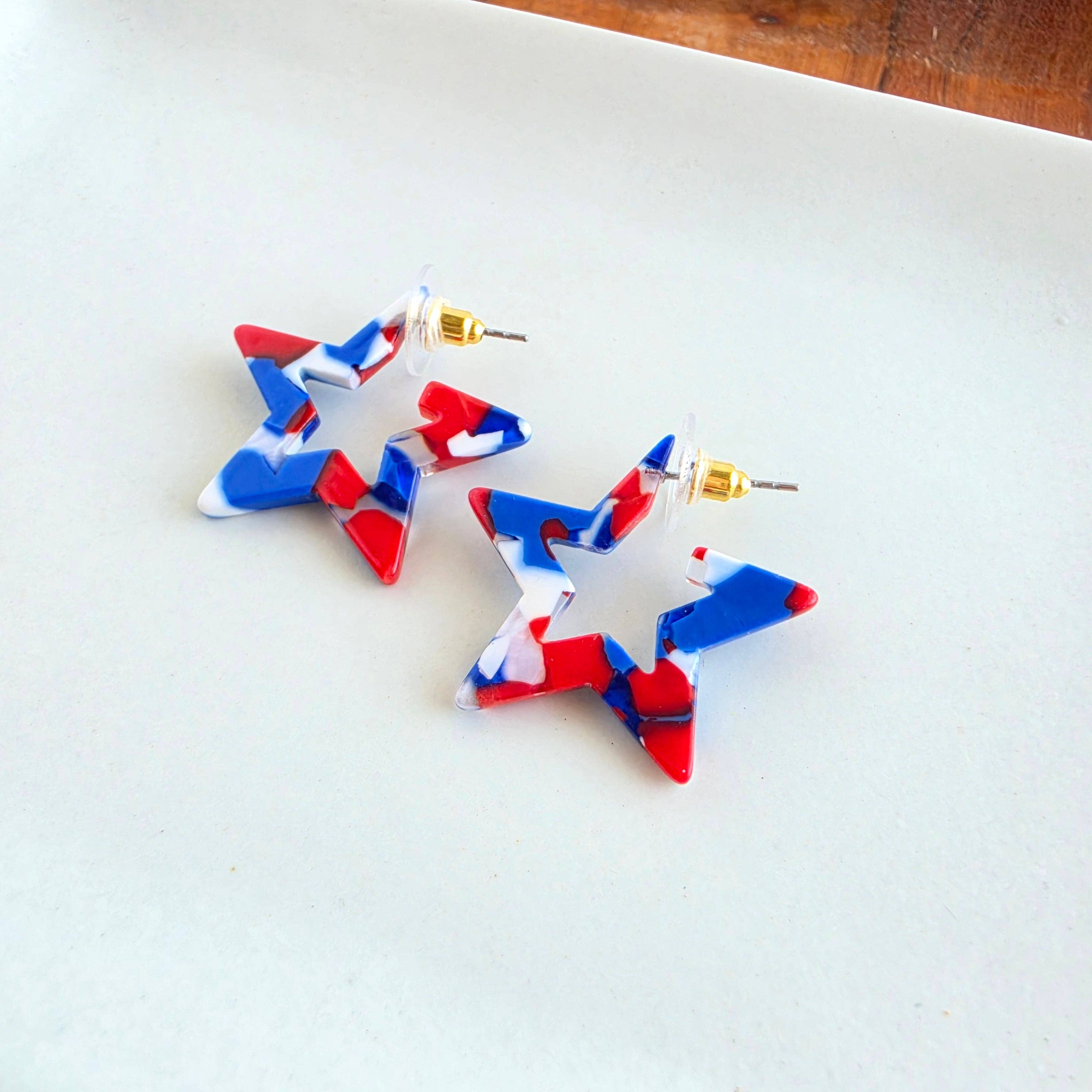 Red, White & Blue Mini Star Hoops