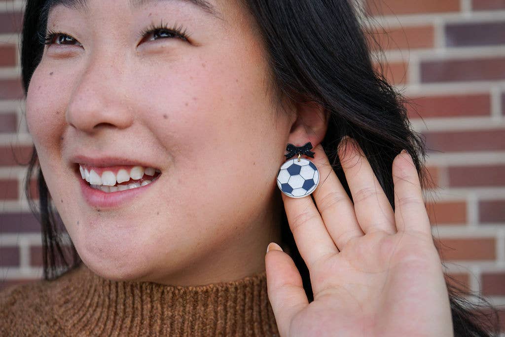 Bow Soccer Ball Earrings // Jewelry, Game Day