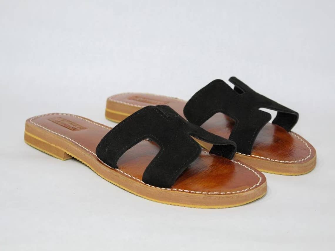 Moroccan Black Suede Sandals