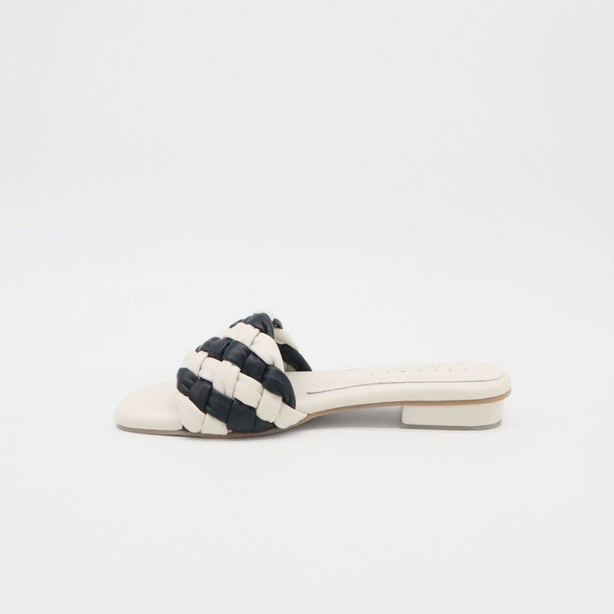 Athena Braided Black & Ivory Sandals